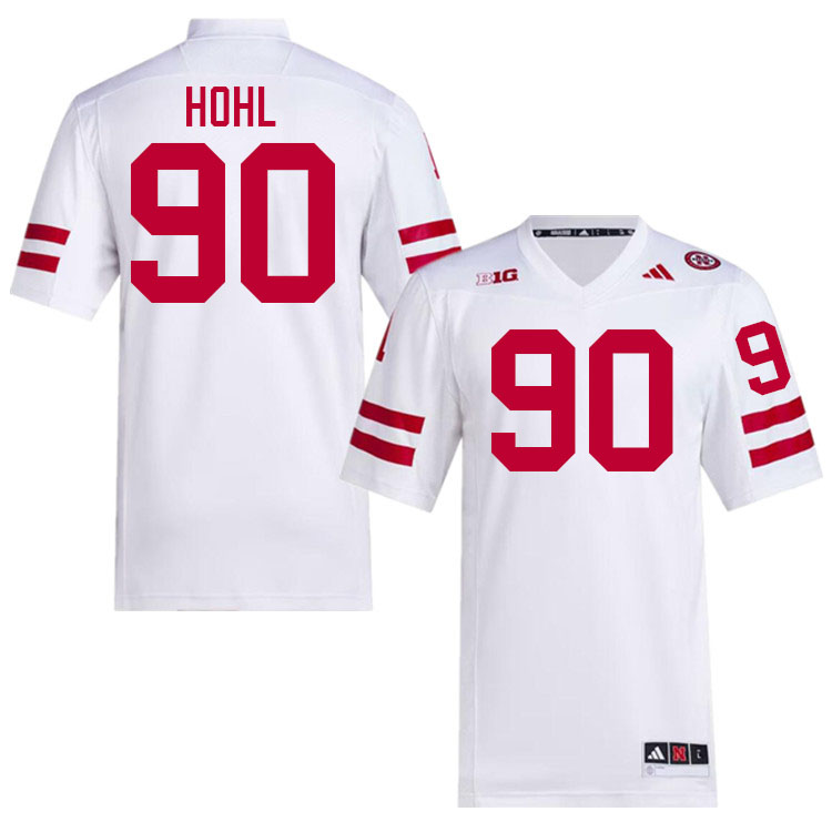 Men #90 John Hohl Nebraska Cornhuskers College Football Jerseys Stitched Sale-White